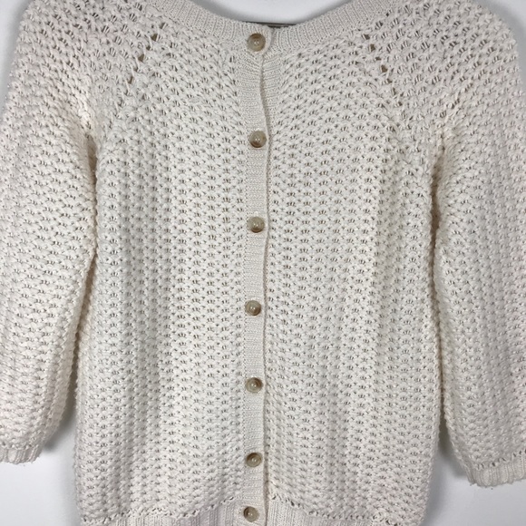 Zara | White Knit Button-back Pocket Sweater - Picture 7 of 8